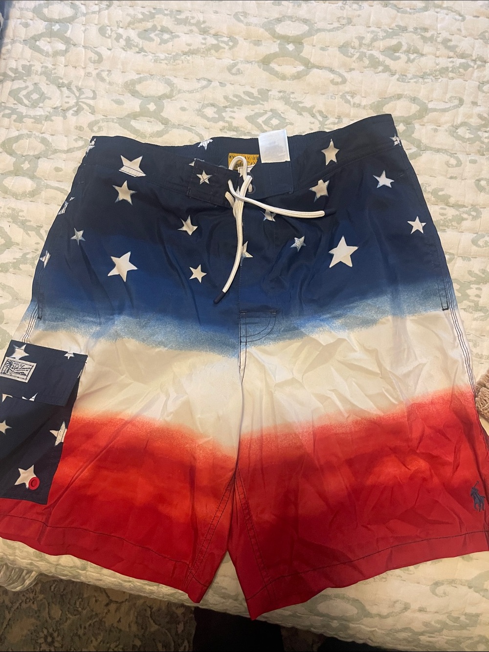 Polo by Ralph Lauren Men’s Stars & Stripes Ombre Swim Shorts - Blue White Red